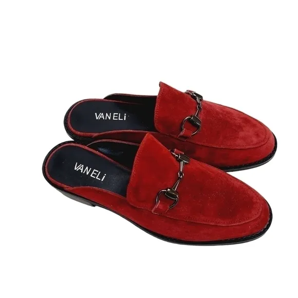Vaneli Womens Mules Size 7 M Suede Burgundy Slip On Shoes Clog Classic  NEW Mod