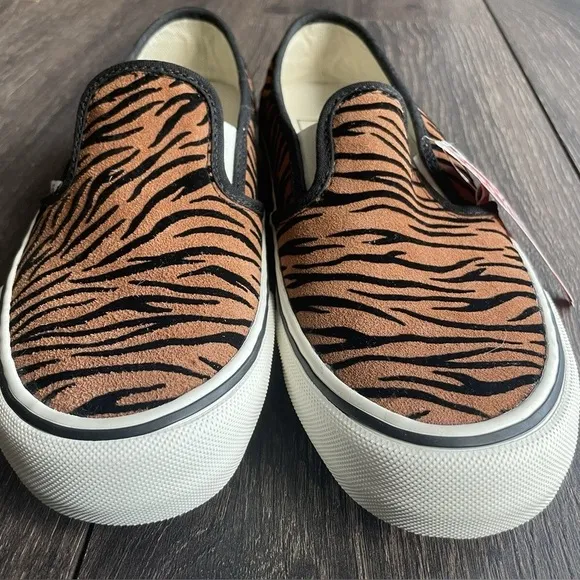 Vans Animal Print Tiger Stripe Slip Ons NWT