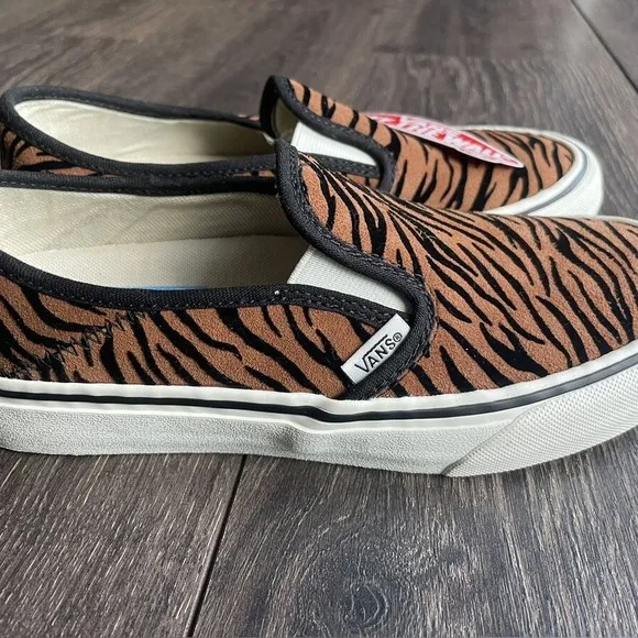 Vans Animal Print Tiger Stripe Slip Ons NWT