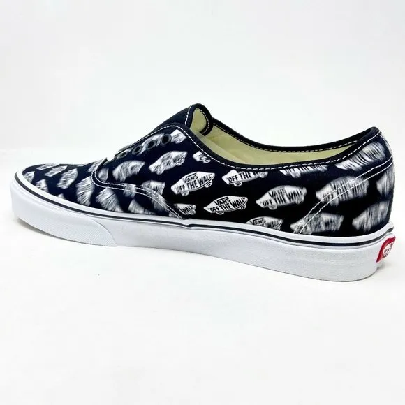 Vans Authentic (Blue Boards) Black True White Logo Womens Casual Shoes