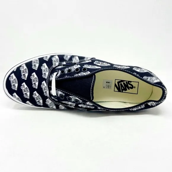 Vans Authentic (Blue Boards) Black True White Logo Womens Casual Shoes