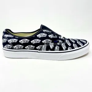 Vans Authentic (Blue Boards) Black True White Logo Womens Casual Shoes