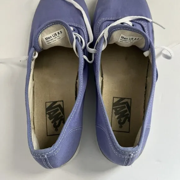 Vans Authentic Classic Lavender Purple Skate Shoes Low Top Lace Men 8.5 Women 10