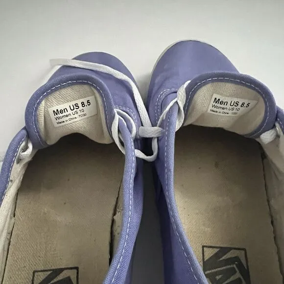 Vans Authentic Classic Lavender Purple Skate Shoes Low Top Lace Men 8.5 Women 10