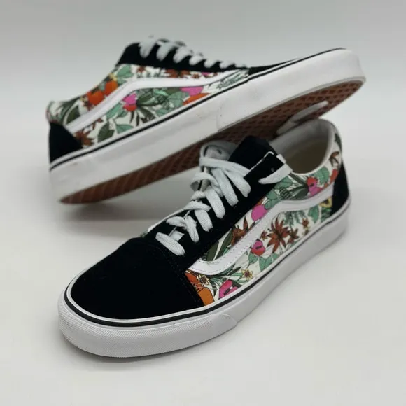 Vans Black and Floral Sneakers