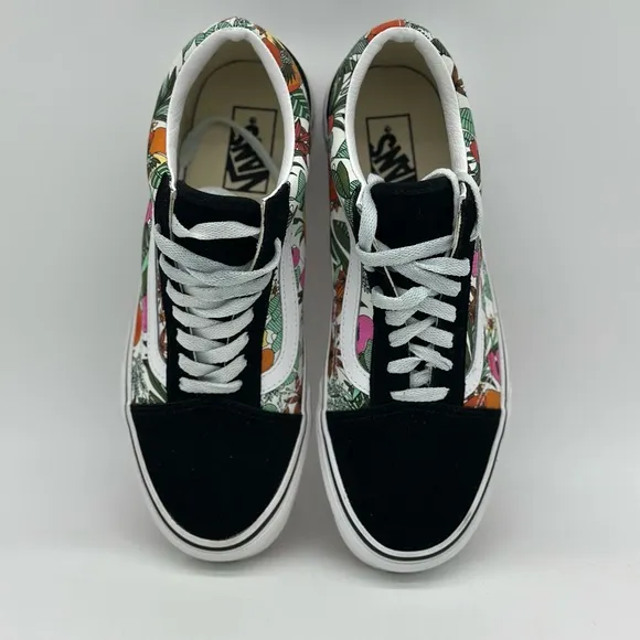 Vans Black and Floral Sneakers