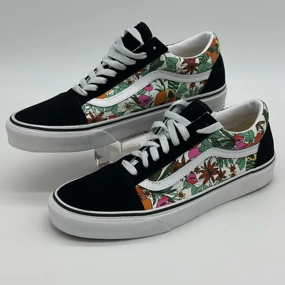 Vans Black and Floral Sneakers