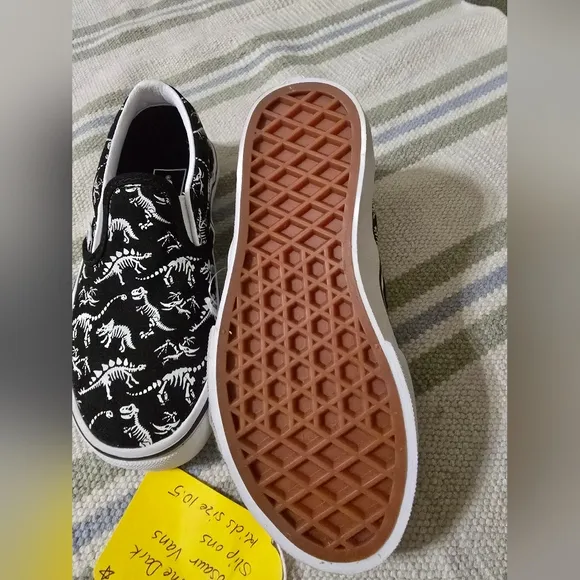 Vans Black and White Glows In The dark Dinosaur Skeleton Sneakers