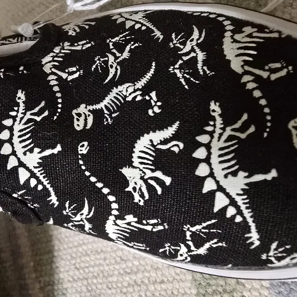 Vans Black and White Glows In The dark Dinosaur Skeleton Sneakers