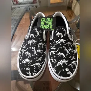 Vans Black and White Glows In The dark Dinosaur Skeleton Sneakers
