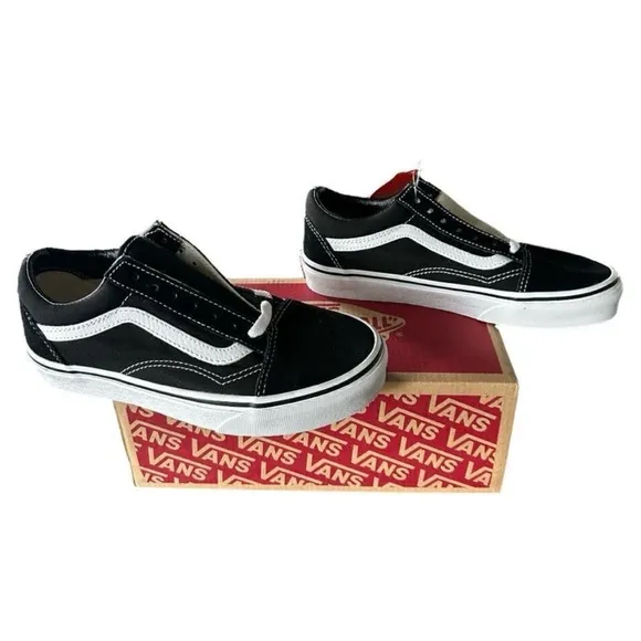 Vans Black and White Slip-On Sneakers Old Skool Black White Women 5.5 Men 4.0