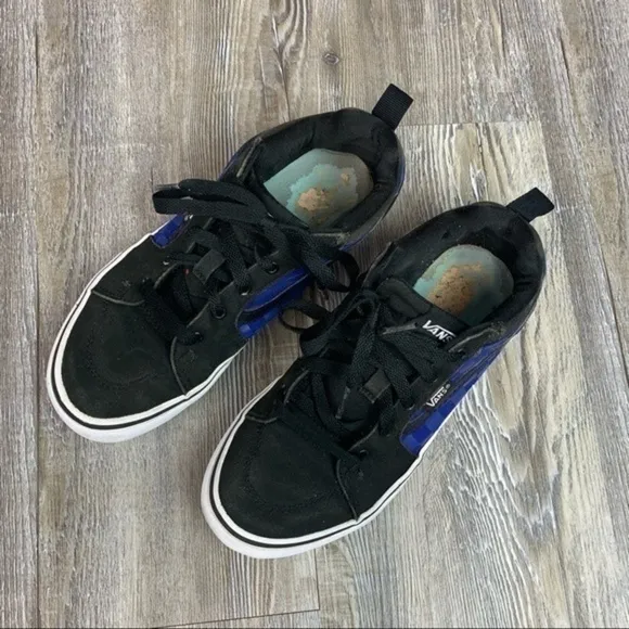 Vans Black Blue Woven Side Suede Sneaker Size 4