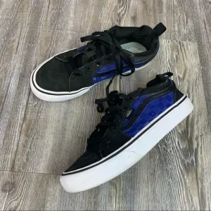 Vans Black Blue Woven Side Suede Sneaker Size 4