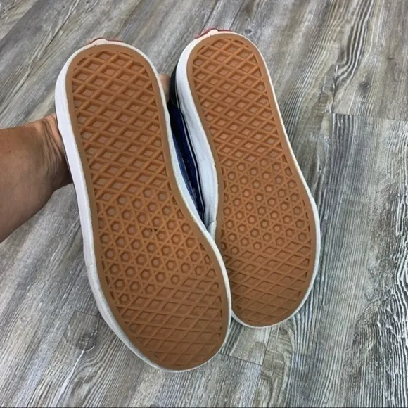 Vans Black Blue Woven Side Suede Sneaker Size 4