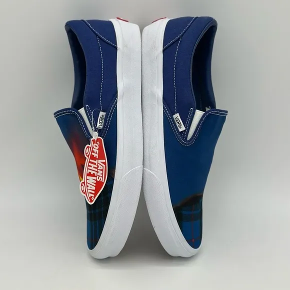 Vans Blue and Black Slip-On Sneakers