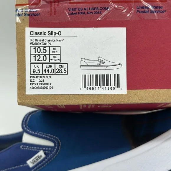 Vans Blue and Black Slip-On Sneakers