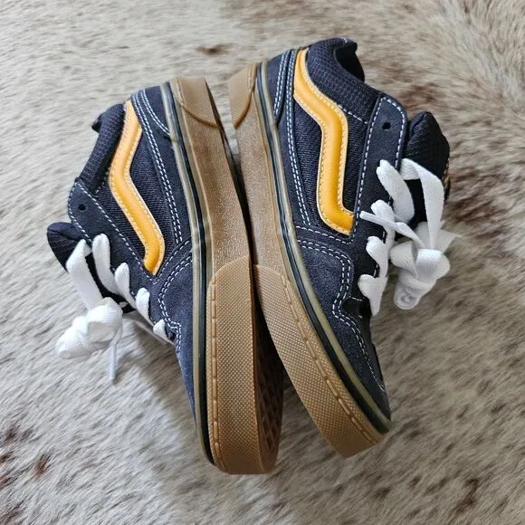 Vans Caldrone Boys Suede Trainers Sneakers Blue/​Yellow Size 2 NEW