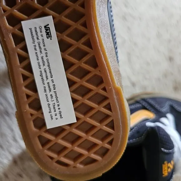 Vans Caldrone Boys Suede Trainers Sneakers Blue/​Yellow Size 2 NEW
