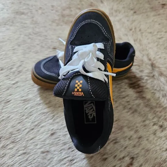 Vans Caldrone Boys Suede Trainers Sneakers Blue/​Yellow Size 2 NEW