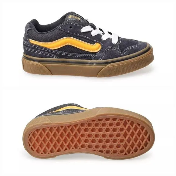 Vans Caldrone Boys Suede Trainers Sneakers Blue/​Yellow Size 2 NEW