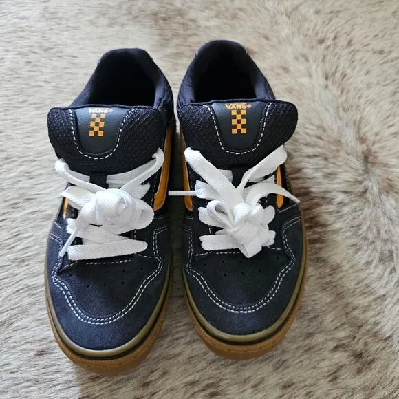 Vans Caldrone Boys Suede Trainers Sneakers Blue/​Yellow Size 2 NEW