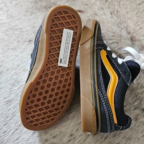 Vans Caldrone Boys Suede Trainers Sneakers Blue/​Yellow Size 2 NEW