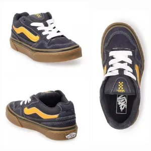 Vans Caldrone Boys Suede Trainers Sneakers Blue/​Yellow Size 2 NEW