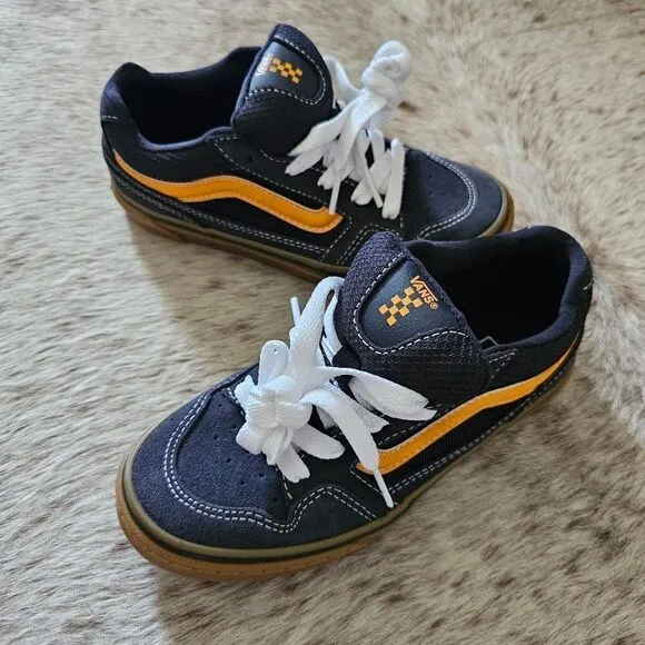 Vans Caldrone Boys Suede Trainers Sneakers Blue/​Yellow Size 2 NEW