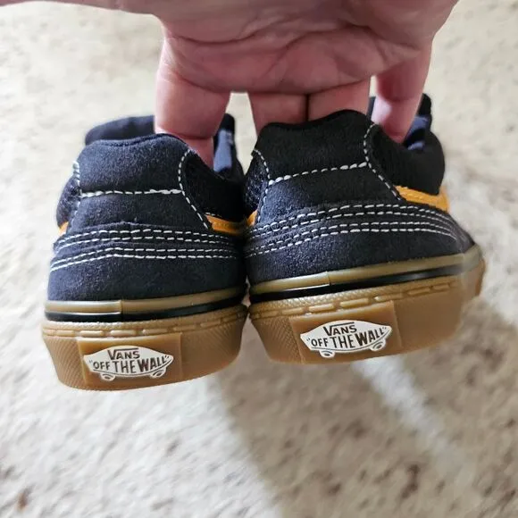 Vans Caldrone Boys Suede Trainers Sneakers Blue/​Yellow Size 2 NEW