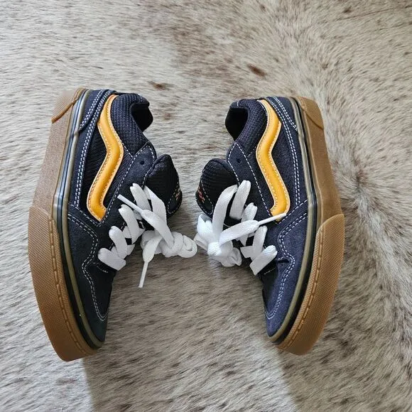 Vans Caldrone Boys Suede Trainers Sneakers Blue/​Yellow Size 2 NEW