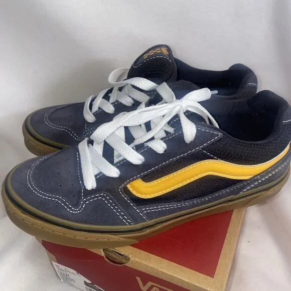 Vans Caldrone Casual Suede Sneakers Boys Charcoal Gray Yellow Size 5 New Box