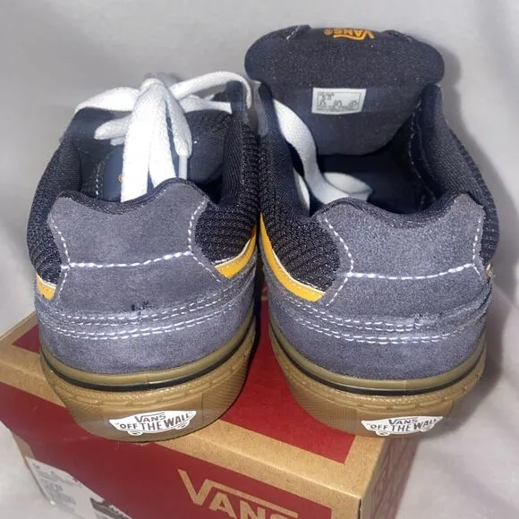 Vans Caldrone Casual Suede Sneakers Boys Charcoal Gray Yellow Size 5 New Box