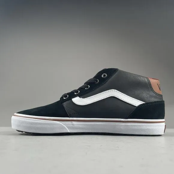 Vans Chapman Mid MTE Men’s 10 Black Suede Leather Plaid Slate Shoes Casual EUC