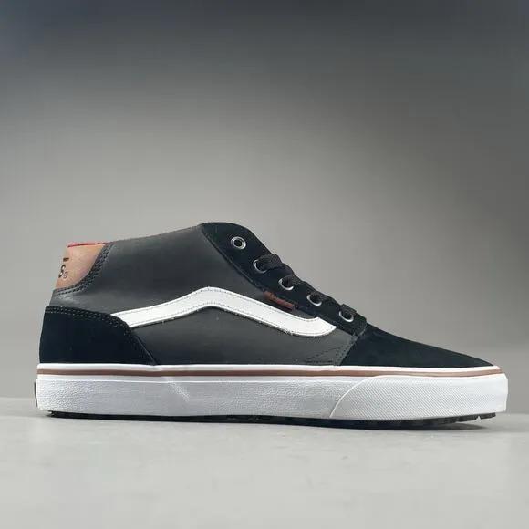 Vans Chapman Mid MTE Men’s 10 Black Suede Leather Plaid Slate Shoes Casual EUC