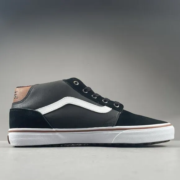 Vans Chapman Mid MTE Men’s 10 Black Suede Leather Plaid Slate Shoes Casual EUC
