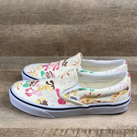 VANS Classic Slip On Get Outdoors Classic White Canvas Shoes Womens 9.5 NEW