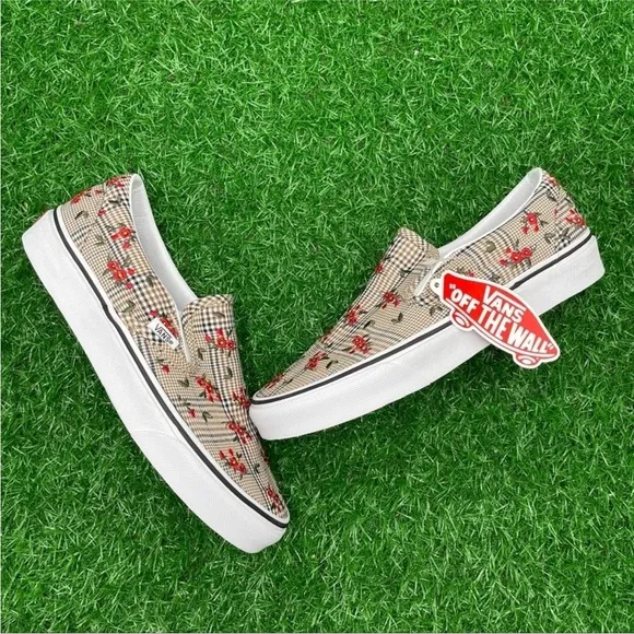 Vans Classic Slip On Glen Plaid Embroidered