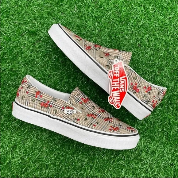 Vans Classic Slip On Glen Plaid Embroidered