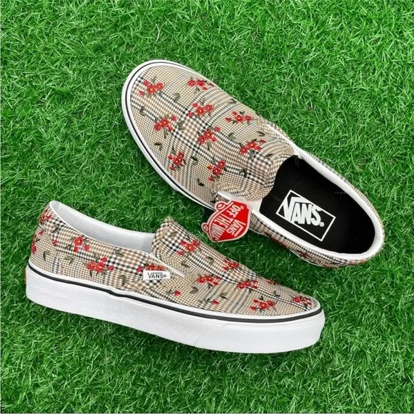 Vans Classic Slip On Glen Plaid Embroidered