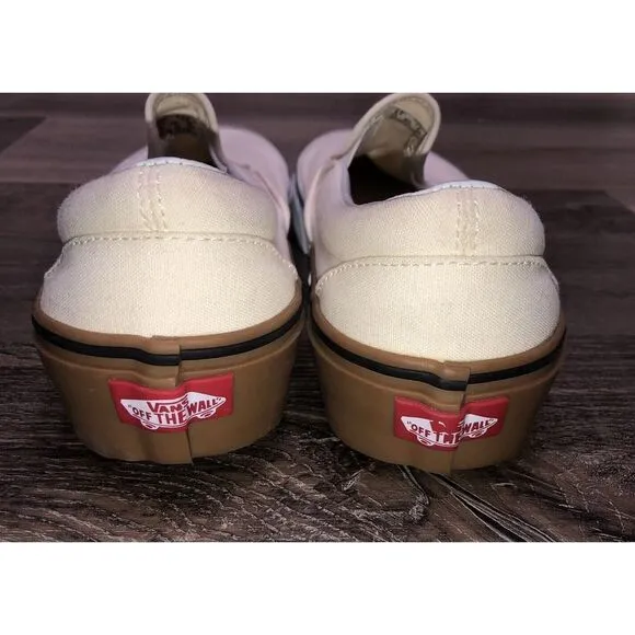 Vans Classic‎ Slip On (Gum Block) Classic White Gum Men's 6 W 7.5 38 Shoes NEW
