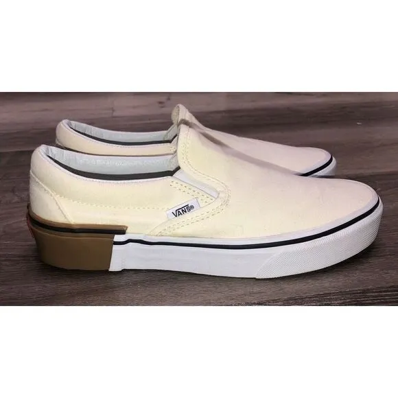 Vans Classic‎ Slip On (Gum Block) Classic White Gum Men's 6 W 7.5 38 Shoes NEW