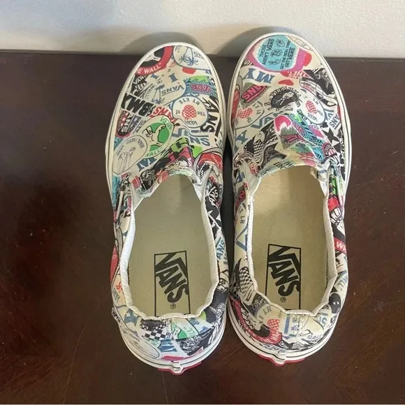 Vans Classic Slip On Low Shoes Multicolor Sticker Mash Up 721356 Mens Size 7