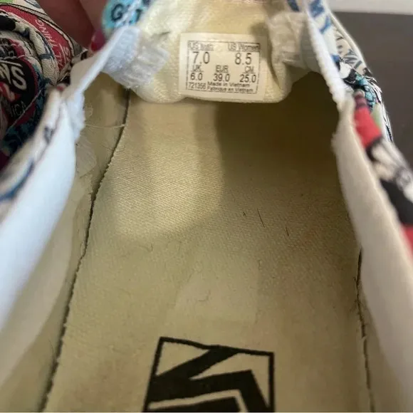Vans Classic Slip On Low Shoes Multicolor Sticker Mash Up 721356 Mens Size 7