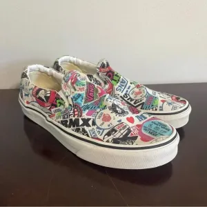 Vans Classic Slip On Low Shoes Multicolor Sticker Mash Up 721356 Mens Size 7