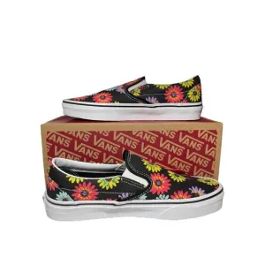 Vans Classic Slip On Peace Floral Black Shoes Sneakers Womens Size 8 Mens 6.5