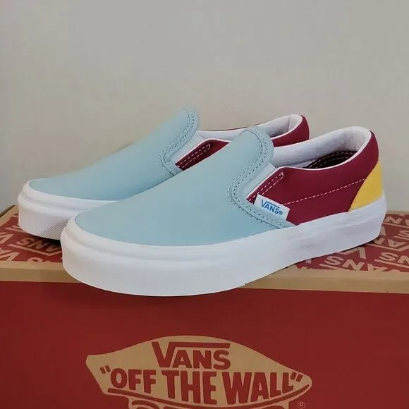 Vans Classic Slip On Retro Rainbow Multi / True White Sneaker Shoes Size 13