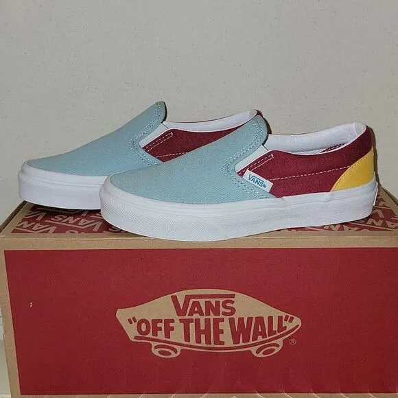 Vans Classic Slip On Retro Rainbow Multi / True White Sneaker Shoes Size 13
