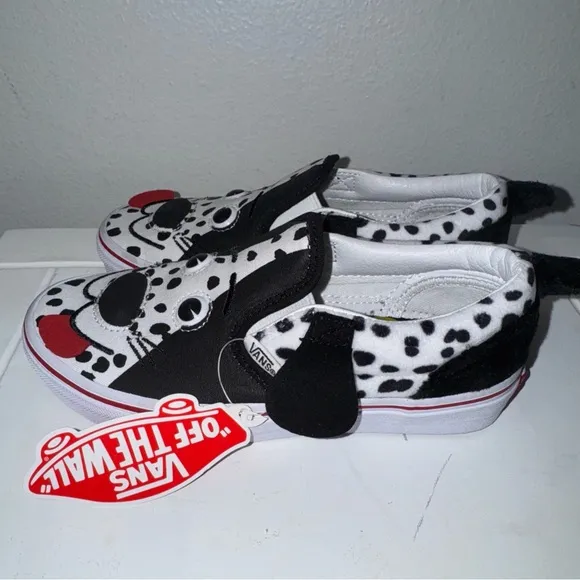 Vans dog slip-on v infant toddlers shoes black white Dalmatian Size 1 NEW