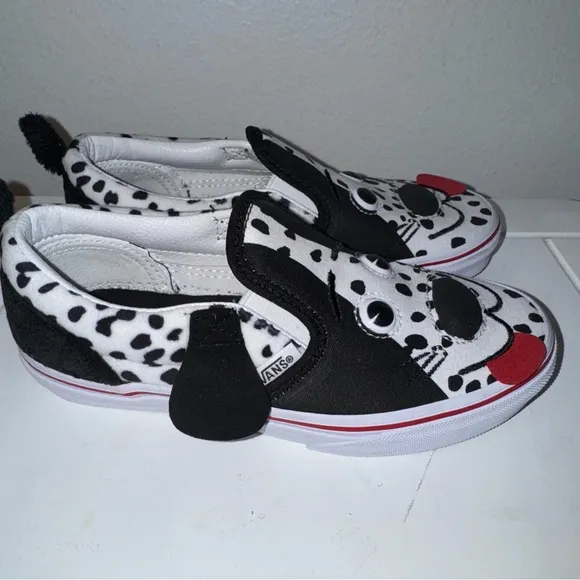 Vans dog slip-on v infant toddlers shoes black white Dalmatian Size 1 NEW