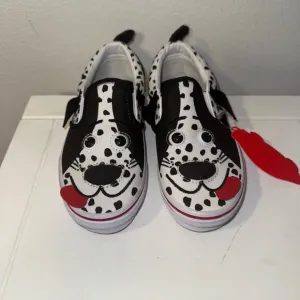 Vans dog slip-on v infant toddlers shoes black white Dalmatian Size 1 NEW
